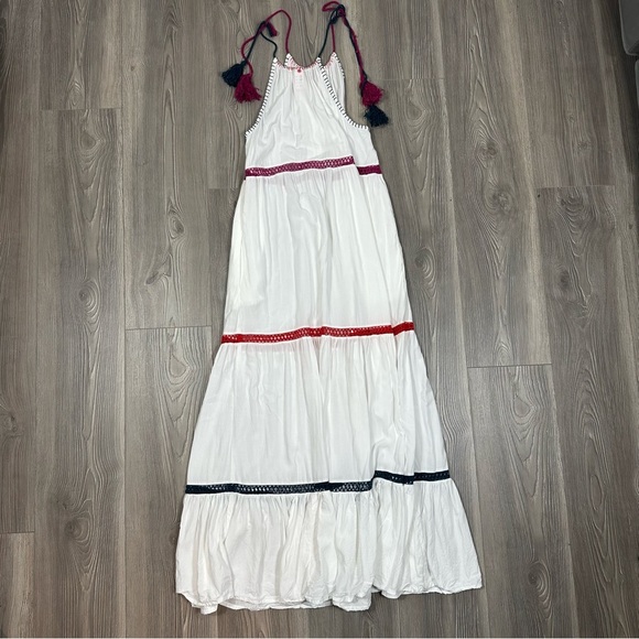 Red Carter White Maxi Dress with Crochet Trim Size 8 Beach Resort‎ Summer Boho - Picture 6 of 9